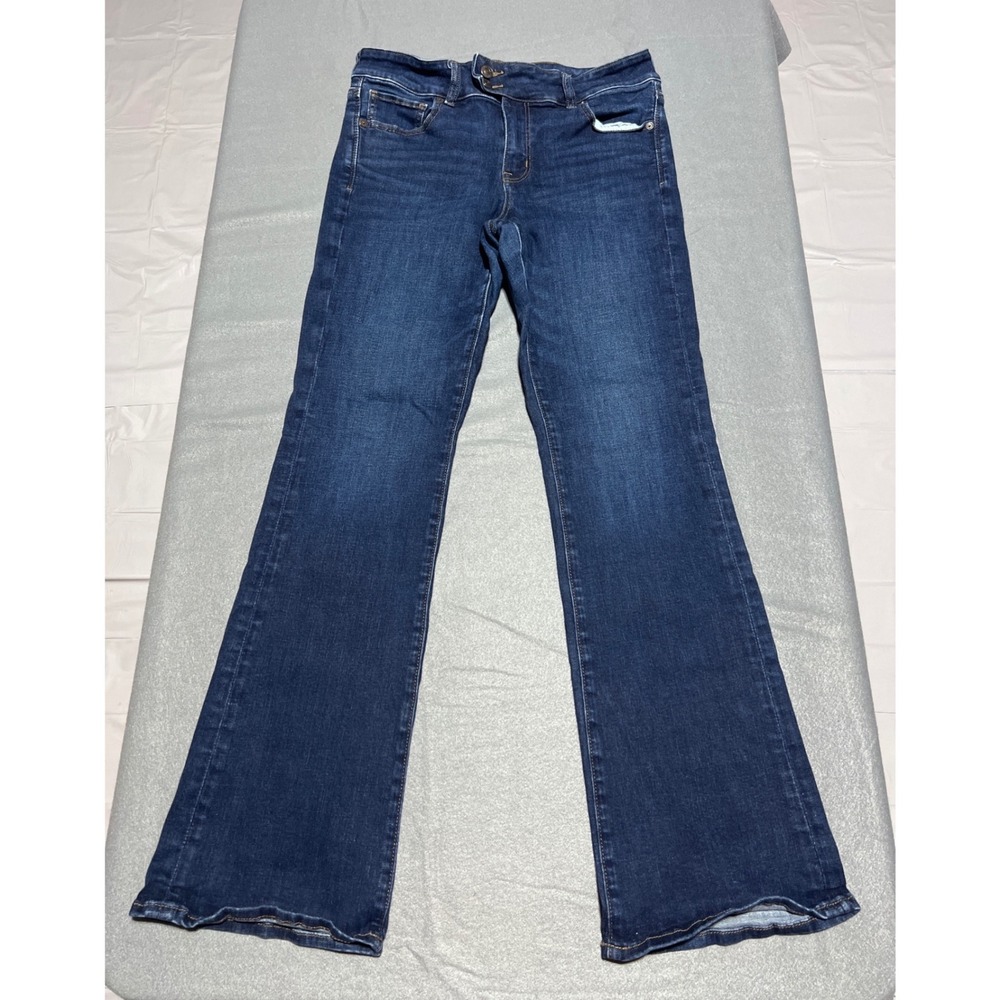 American Eagle Flare Jeans Womens Dark Wash Indigo Stretch Mid Rise 10 Pants